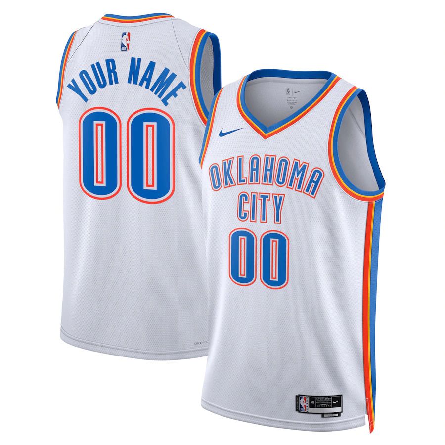 Men Oklahoma City Thunder Nike White Association Edition 2022-23 Swingman Custom NBA Jersey
